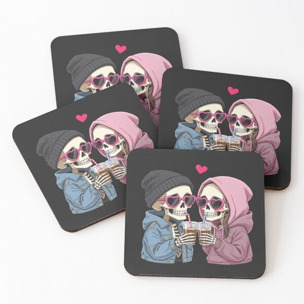 Item preview, Skeleton Couple Sharing Coffee | Cute Gothic Kawaii Romantic Skeleton Art designed and sold by ColorSplash123.