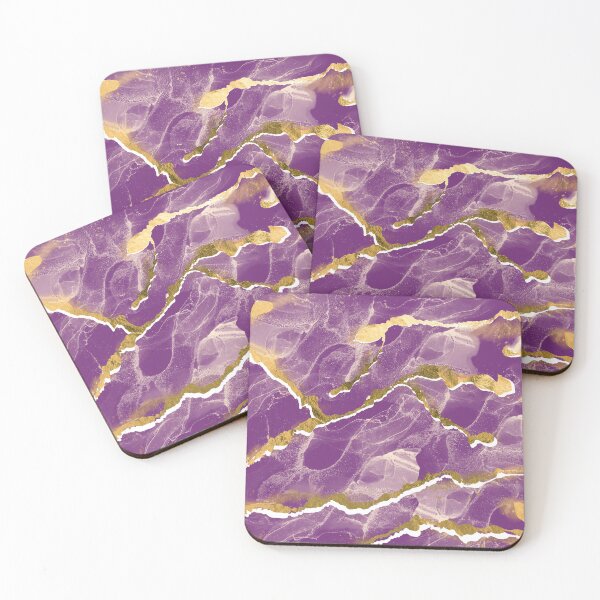 Item preview, Golden Veins Cosmic Violet Marble Abstract designed and sold by susycosta.