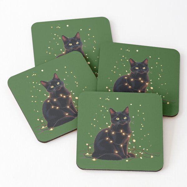Item preview, Tis the Season To Sparkle Black Cat Entangled In String Lights designed and sold by taiche.