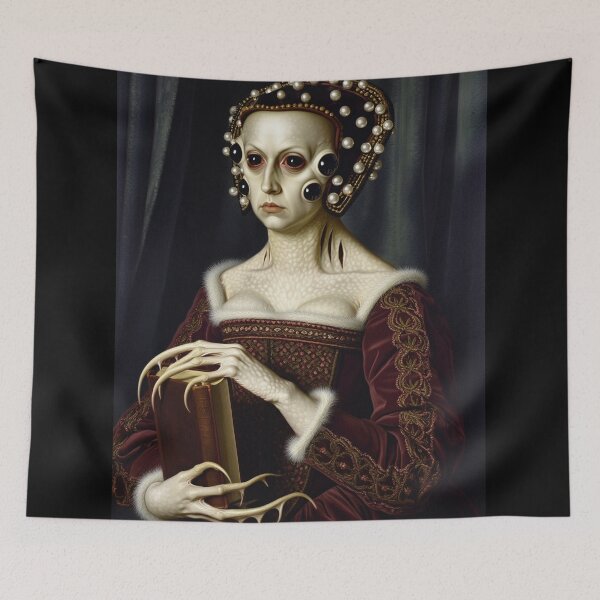 Item preview, The deep one a Creepy Lovecraftian citizen of Innsmouth portrait art designed and sold by Vintage Designs +.