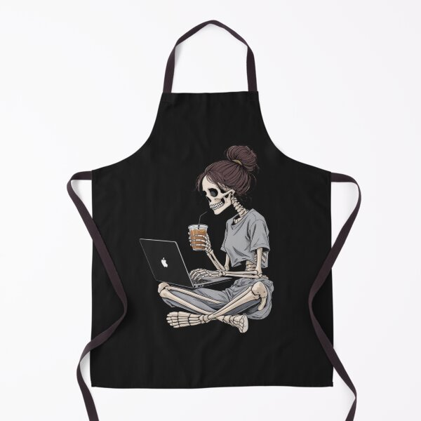 Item preview, Skeleton Girl with Laptop and Coffee | Cute Gothic Freelancer Kawaii Art designed and sold by ColorSplash123.