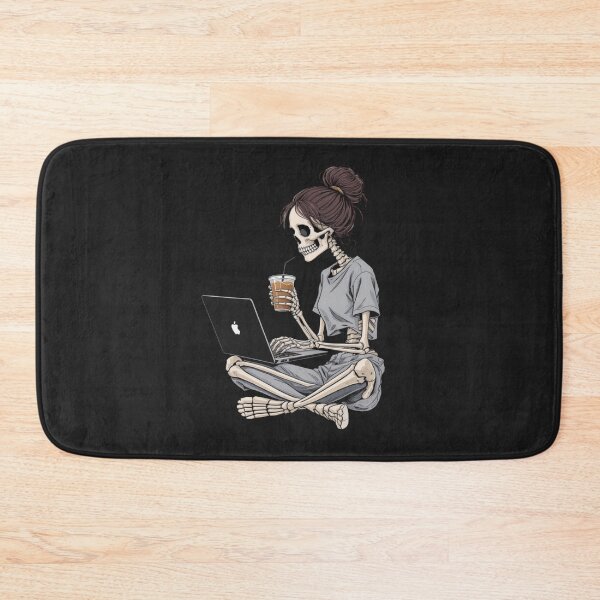 Item preview, Skeleton Girl with Laptop and Coffee | Cute Gothic Freelancer Kawaii Art designed and sold by ColorSplash123.