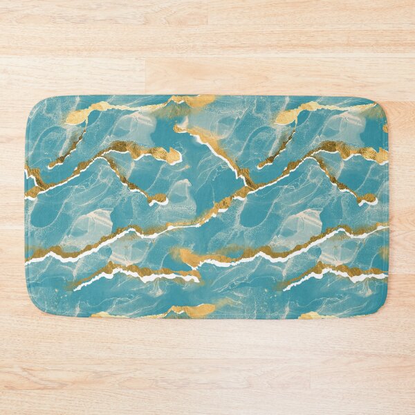 Item preview, Golden Veins Tropical Teal Marble Abstract designed and sold by susycosta.