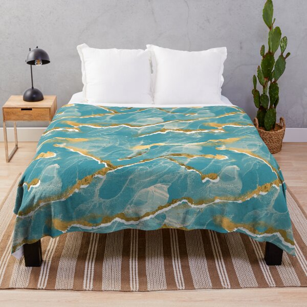 Item preview, Golden Veins Tropical Teal Marble Abstract designed and sold by susycosta.
