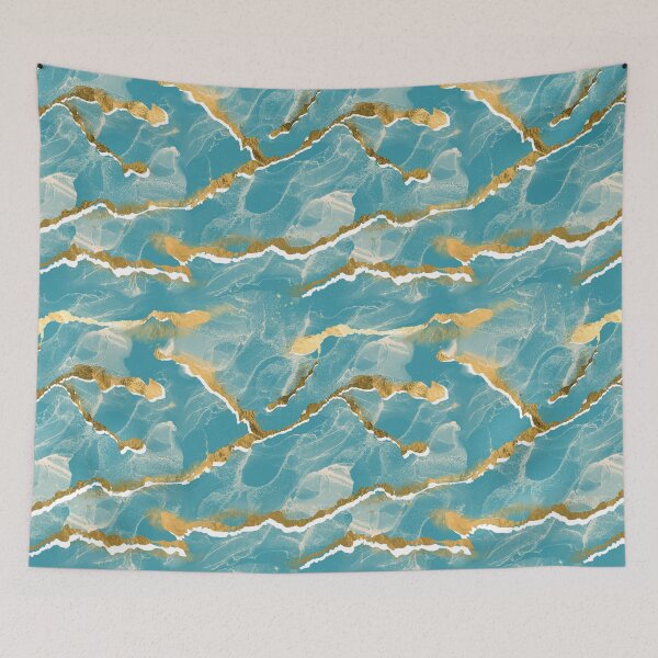 Item preview, Golden Veins Tropical Teal Marble Abstract designed and sold by susycosta.