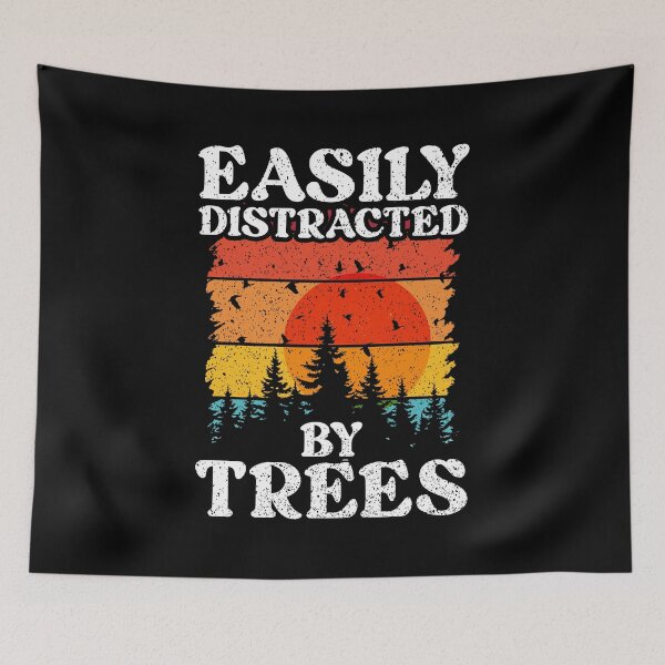 Item preview, Easily Distracted By Trees Retro Sunset Forest Nature Lover Design designed and sold by Dmetalx Art Apparel.