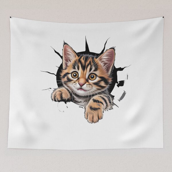Item preview, Cat with attitude - Peeping pet - Sassy kitty - Cat peeking hole - Wall hole cat - Staring cat - Feline attitude - Cat expression - Unimpressed cat designed and sold by JansenGS.