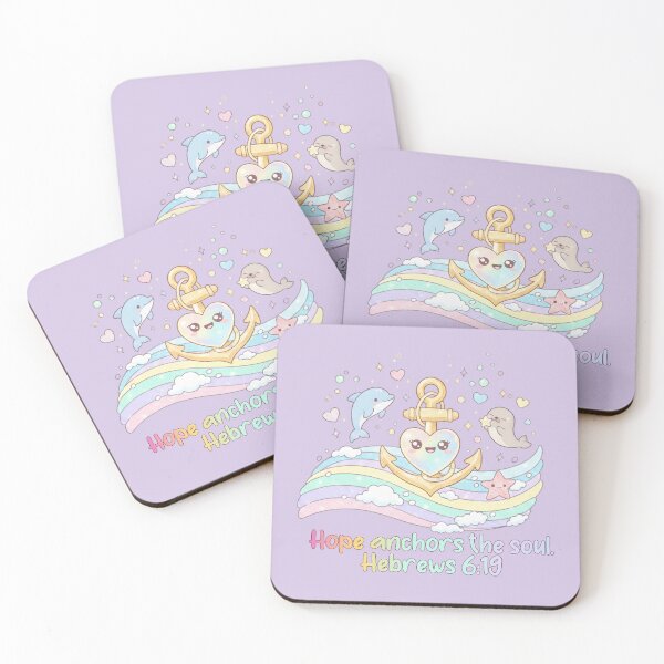 Item preview, Kawaii Christian Bible Verse – “Hope Anchors the Soul” Hebrews 6:19 | Cute Heart Anchor, Dolphin & Seal Pastel Ocean | Faith & Encouragement Quote Art designed and sold by AmenAlways.