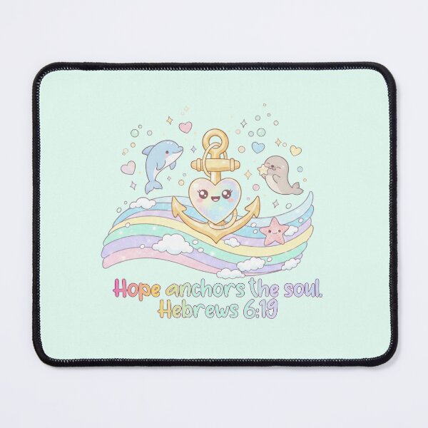 Item preview, Kawaii Christian Bible Verse – “Hope Anchors the Soul” Hebrews 6:19 | Cute Heart Anchor, Dolphin & Seal Pastel Ocean | Faith & Encouragement Quote Art designed and sold by AmenAlways.