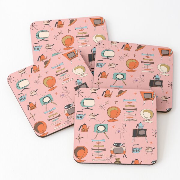 Item preview, Atomic Retro Living Thrift Pink TV Pattern designed and sold by susycosta.