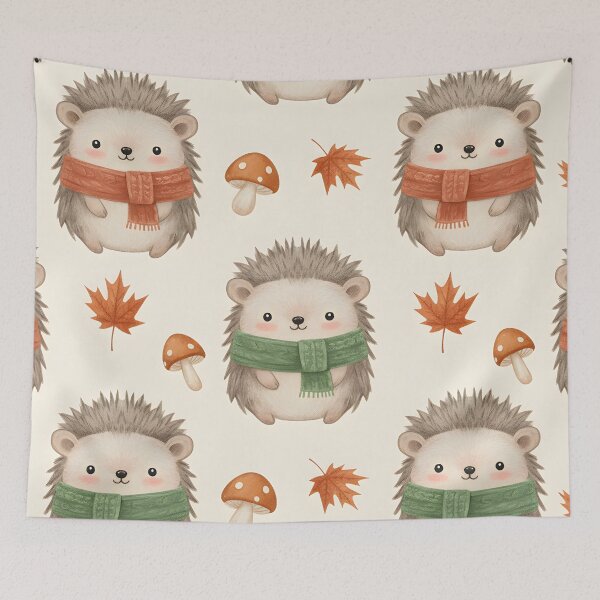 Item preview, Cozy Hedgehogs Autumn Pattern – Kawaii Woodland Design designed and sold by Dino-Lune.