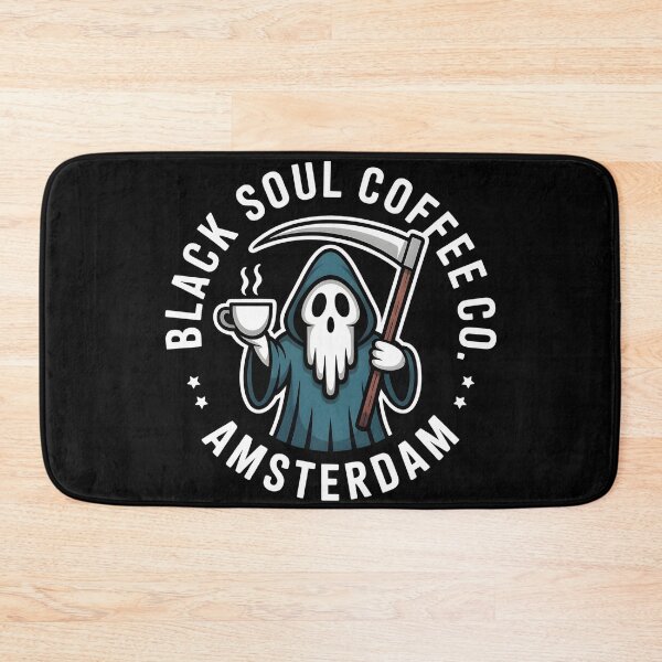 Item preview, Black Soul Coffee Co Amsterdam | Grim Reaper Coffee Design designed and sold by CalmDownZone ⭐️⭐️⭐️⭐️⭐️.