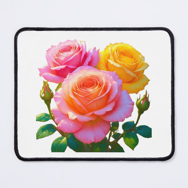 Item preview, Pink & Yellow Roses in Full Bloom – Sunshine Floral Art Beauty designed and sold by BloomingBeauty7.