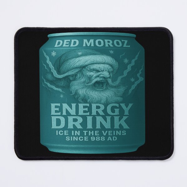 Item preview, Ded Moroz Energy Drink – Mythic Frost Power Streetwear Print designed and sold by POD DYNASTY | Original Print On Demand T-Shirt Graphics.