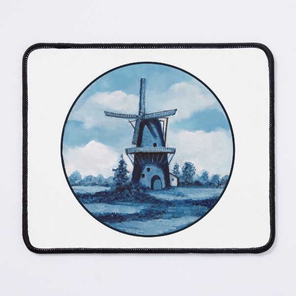 Item preview, Delft Blue (Blau) Dutch Windmill, Painting, Blue and White Landscape Holland designed and sold by JoyfulWhimsy.