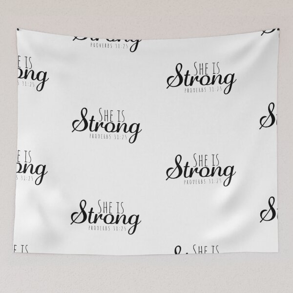 Item preview, She Is Strong – Christian Faith Typography T-Shirt Design designed and sold by CrossCrafted.