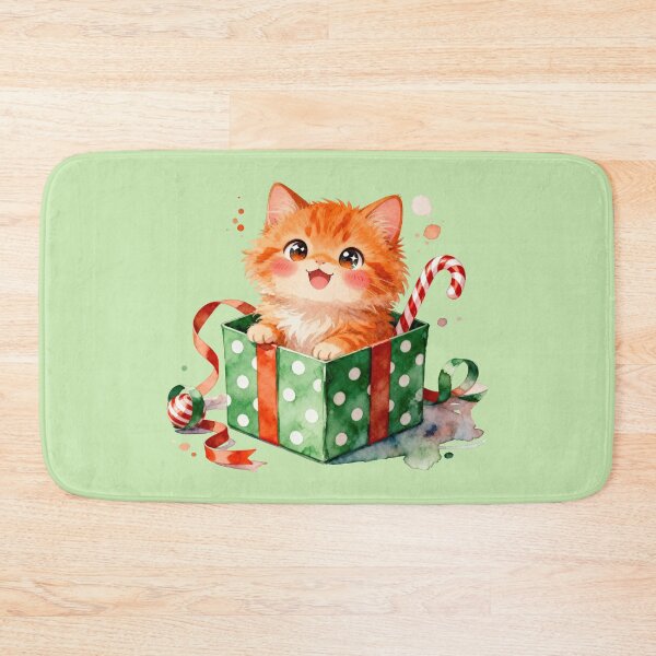 Item preview, Cute Christmas Kitten in Gift Box with Candy Canes designed and sold by AwesomeBeyondLimits.