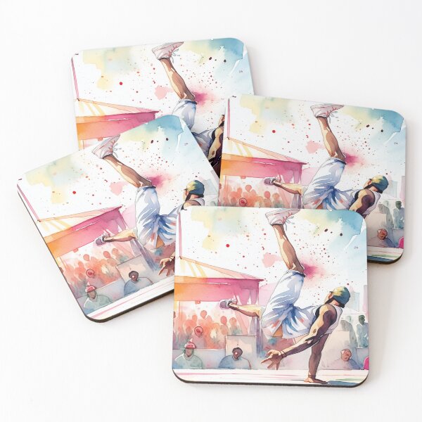 Item preview, Watercolor of a dancer performing a handstand in an urban setting designed and sold by homydesign.
