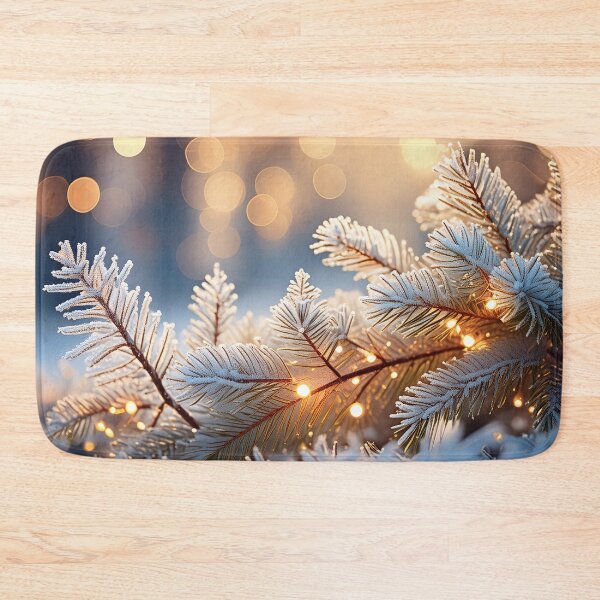 Item preview, Frosty Glow Frosted pine branches under a warm glow amidst a winter’s chill. Generative AI. designed and sold by homydesign.