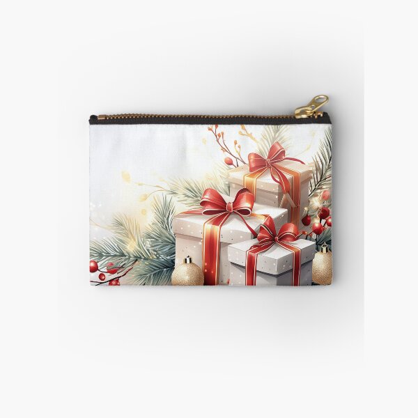 Item preview, Two silver gifts adorned with red bows sit amongst Christmas ornaments and branches designed and sold by homydesign.