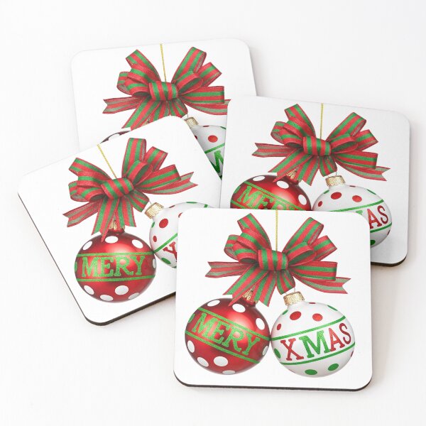 Item preview, Festive Christmas Ornaments with Merry & Xmas Ribbon Bow – Holiday Decoration Design designed and sold by PixelVibe782.