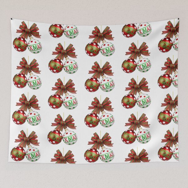 Item preview, Festive Christmas Ornaments with Merry & Xmas Ribbon Bow – Holiday Decoration Design designed and sold by PixelVibe782.