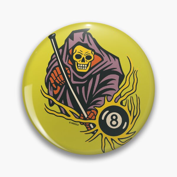 Item preview, Retro Grim Reaper with Flaming 8-Ball Sticker designed and sold by Skuzzle.