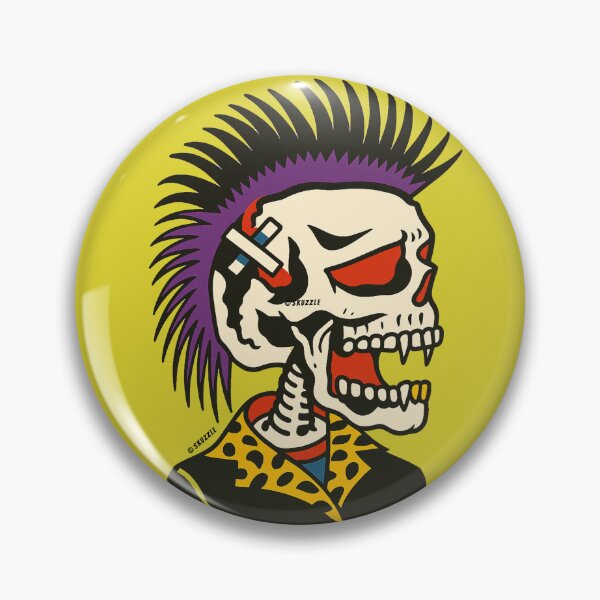 Item preview, Retro Punk Skull with Mohawk – Vintage Comic Sticker designed and sold by Skuzzle.