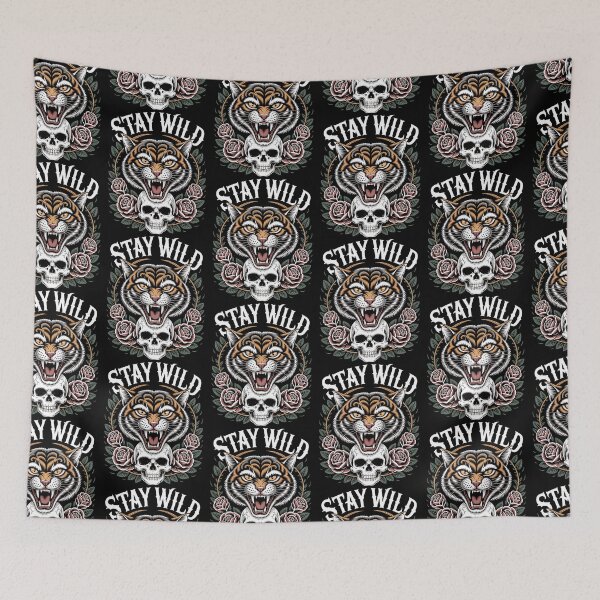 Item preview, Stay Wild – Roaring Tiger Skull Tattoo Art designed and sold by Taans-Creation.