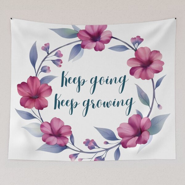 Item preview, Keep Going Keep Growing, Positive Motivational Floral Sticker designed and sold by Moodune.