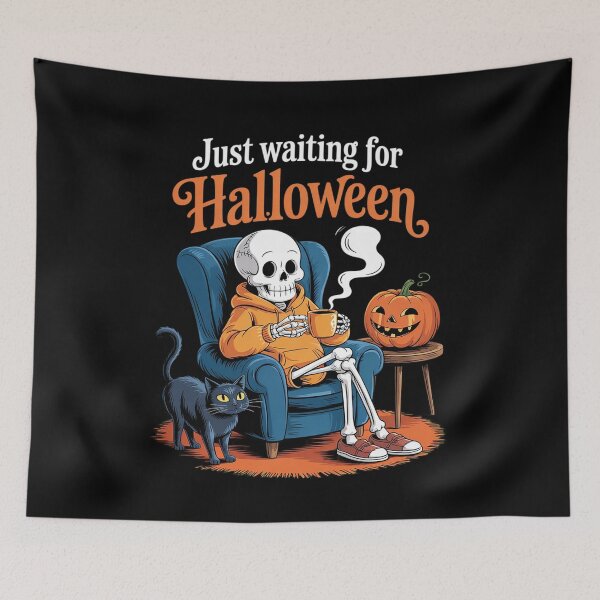 Item preview, Just Waiting for Halloween Countdown Spooky Skeleton Summer  designed and sold by lilLilaBatArt.