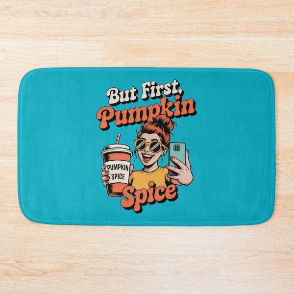 Item preview, Cheerful Woman Toasts to Fall with Pumpkin Spice in Hand designed and sold by SplashTastic.