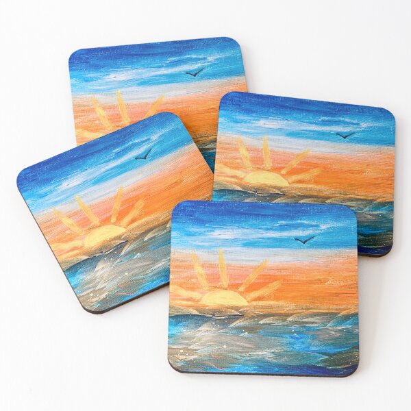 Item preview, Original Art “Hope Rises” - Sunrise Over Ocean Acrylic Painting designed and sold by JamesDArting.