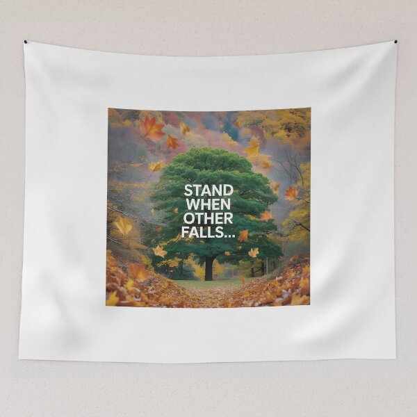 Item preview, Stand when other falls autumn theme - strong feeling encouraging supporting painting designed and sold by denakh.
