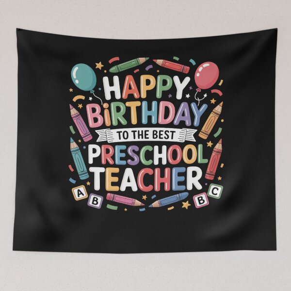 Item preview, Happy Preschool Teacher Birthday Crayon Women Men designed and sold by clothesy7.