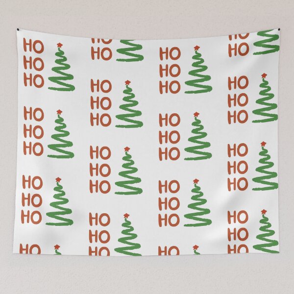 Item preview, Festive Christmas Illustration – HO HO HO with Spiral Tree Holiday Design designed and sold by PixelVibe782.