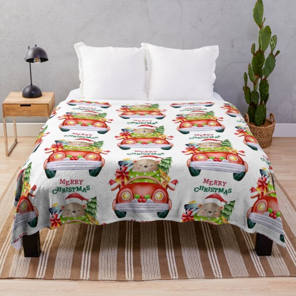 Item preview, Cute Bear Driving Red Car Full of Christmas Presents Illustration designed and sold by HorizonStores.