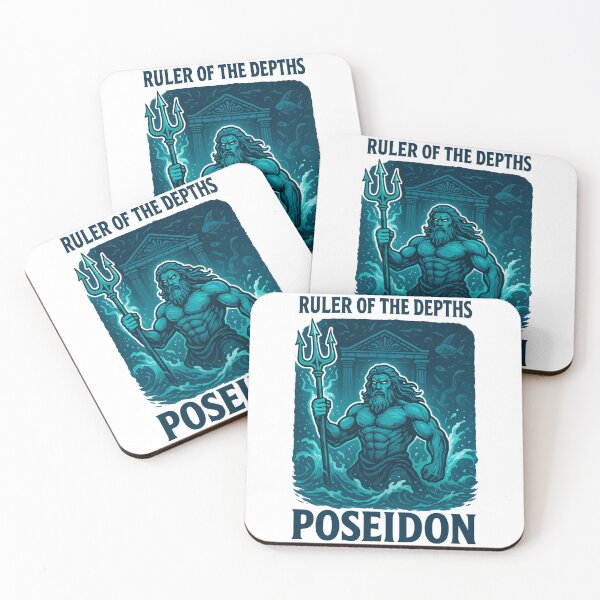 Item preview, Poseidon Ruler of the Depths Sea God Illustration designed and sold by NeonPantheon.