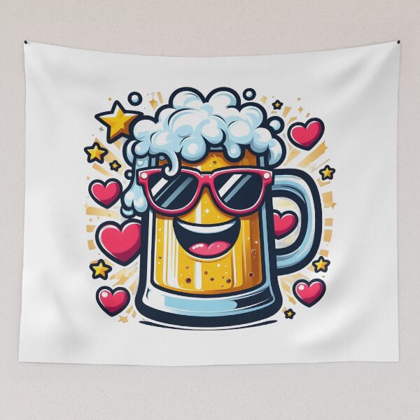 Item preview, Cheerful Beer Mug with Sunglasses - Fun Party Art for Beer Lovers. designed and sold by The-T-In-Retro.