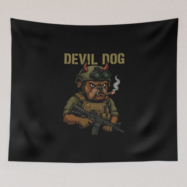 Aperçu de l'œuvre Bulldog tactique des Marines Devil Dog | Modèle conçu par un vétéran des Marines américains créée et vendue par getpressedshirt.