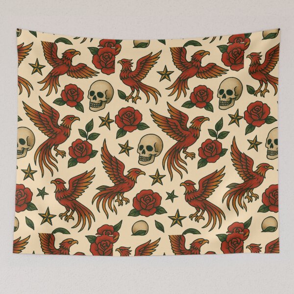 Item preview, American Traditional Tattoo Pattern Phoenix designed and sold by Planetporridge.