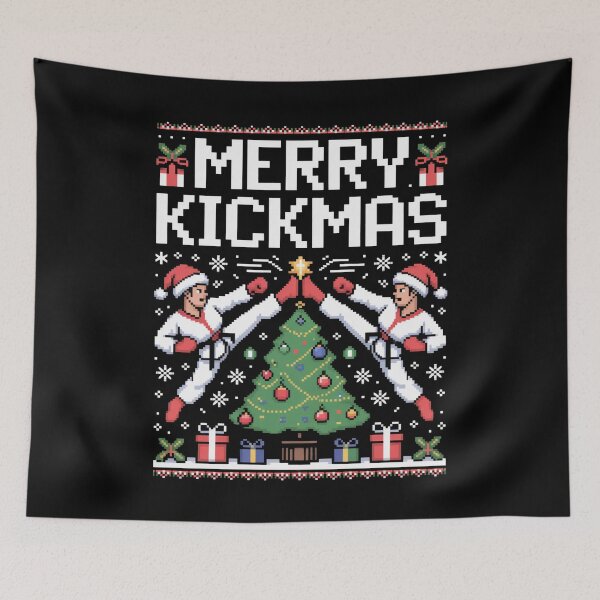 Item preview, Merry Kickmas Funny Karate Christmas Pixel Art designed and sold by FreshVibe Prints.