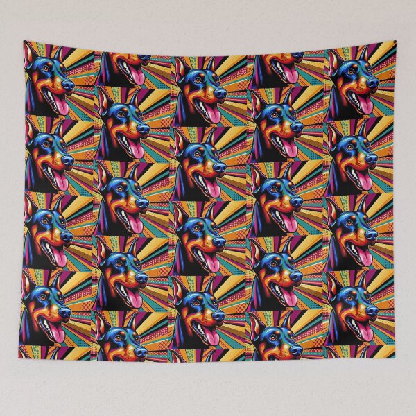 Item preview, pop art style doberman dog designed and sold by Dogandesighn.