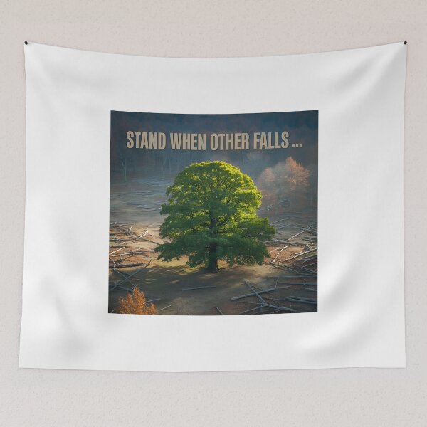 Item preview, Stand when other falls autumn theme - strong feeling encouraging painting designed and sold by denakh.