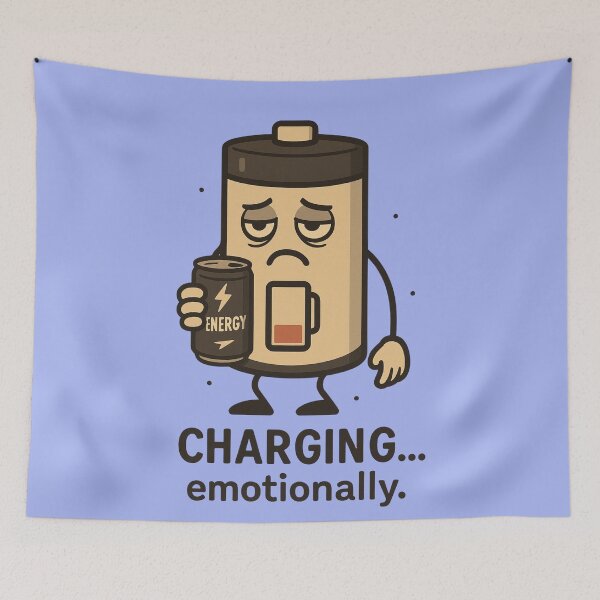 Item preview, Tired Battery – Funny Coffee Charging Design designed and sold by LiLeDesigns.