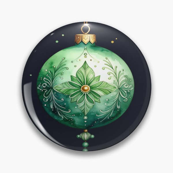 Item preview, Green winter magic, large Christmas tree bauble with floral ornaments in watercolor style designed and sold by LiskoDesign.