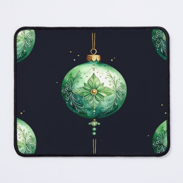Item preview, Green winter magic, large Christmas tree bauble with floral ornaments in watercolor style designed and sold by LiskoDesign.