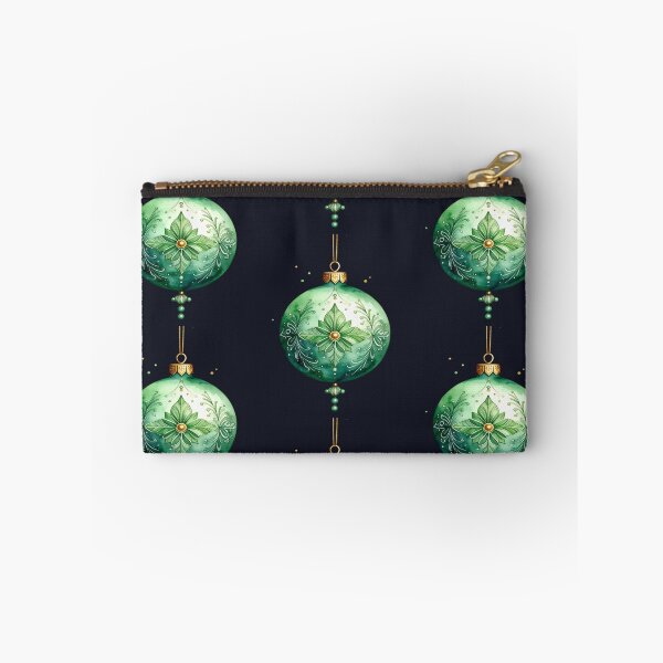 Item preview, Green winter magic, large Christmas tree bauble with floral ornaments in watercolor style designed and sold by LiskoDesign.