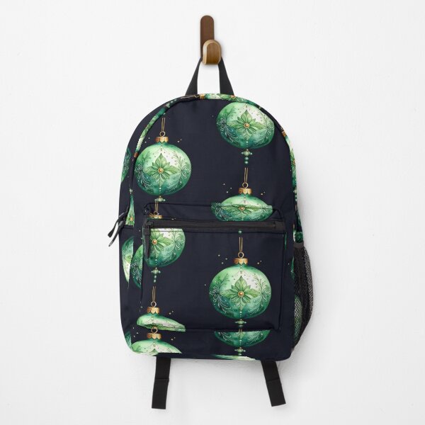 Item preview, Green winter magic, large Christmas tree bauble with floral ornaments in watercolor style designed and sold by LiskoDesign.