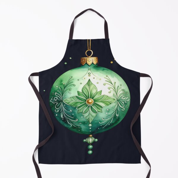 Item preview, Green winter magic, large Christmas tree bauble with floral ornaments in watercolor style designed and sold by LiskoDesign.